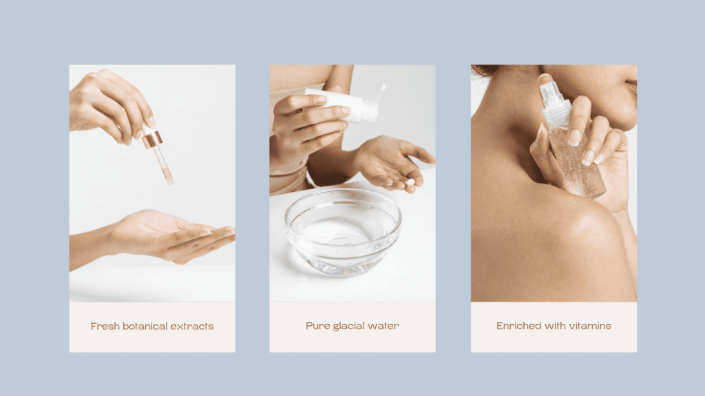 woman applying fresh botanical extracts while prepping skin before makeup